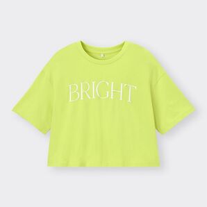 GU クロップドTシャツ 半袖カットソー ライム イエロー グリーン