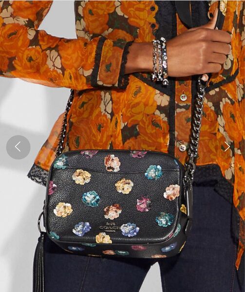 レア 希少 美品 COACH コーチ カメラバッグ ウィズ ローズ プリント ショルダーバッグ レインボー 限定 未使用に近い 花