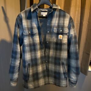 値下げしました!Carhartt ネルシャツ チェックシャツ 裏ボア ブルー