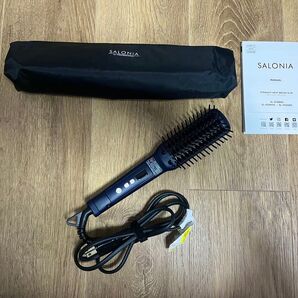 SALONIA★サロニア★ストレートヒートブラシ★取説付★専用ケース付★SLー012NVS