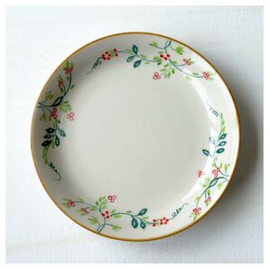 新品 ベトナムのバッチャン焼き 花柄の丸皿