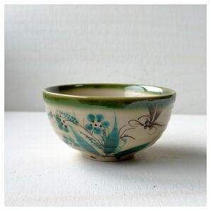 新品 ベトナムのバッチャン焼き 花柄の飯碗 茶碗 ボウル