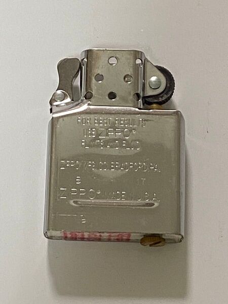 zippo レギュラーサイズ 純正インナー インサイドユニット 交換用 シルバーインナー 2017年製 B ZIPPO 17