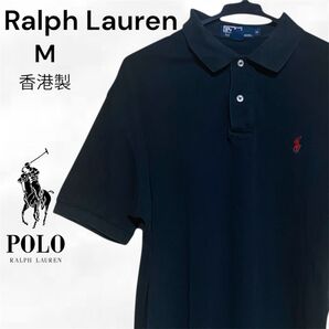 RalphLauren ポロシャツ 半袖 赤刺繍 M 香港製 80〜90s