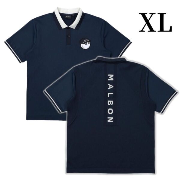 マルボンゴルフ ポロシャツ malbon golf メンズ シャツ 半袖 半袖ポロシャツ ゴルフウェア ポロシャツ 紺色XL