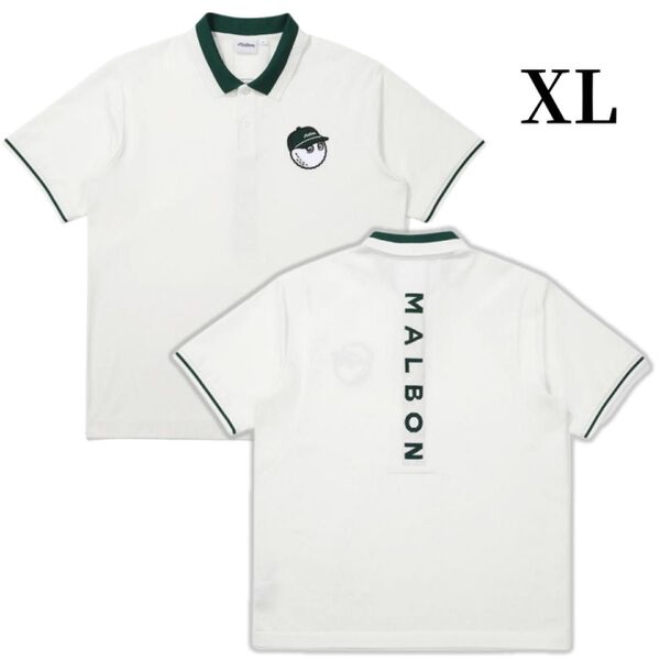 マルボンゴルフ ポロシャツ malbon golf メンズ シャツ 半袖 半袖ポロシャツ ゴルフウェア ポロシャツ 白色XL