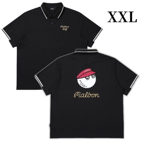 マルボンゴルフ ポロシャツ malbon golf メンズ 半袖 シャツ半袖ポロシャツ ポロシャツ メンズウェア 黒色XXL