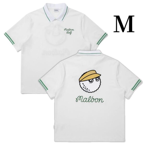マルボンゴルフ ポロシャツ malbon golf メンズ 半袖 シャツ半袖ポロシャツ ポロシャツ メンズウェア 白色M