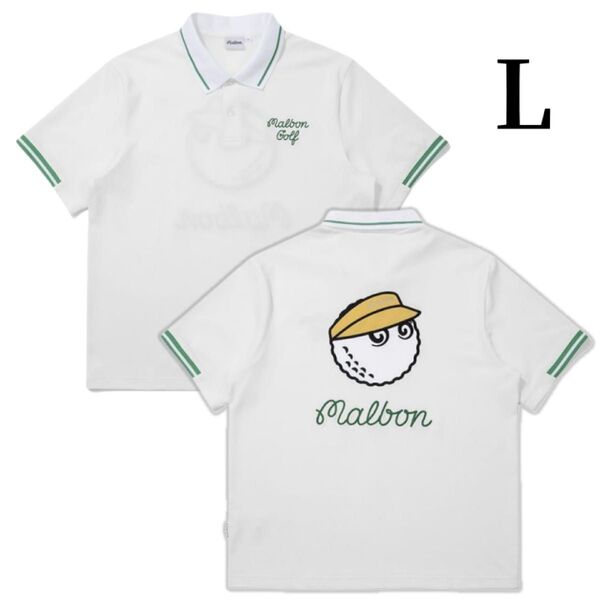 マルボンゴルフ ポロシャツ malbon golf メンズ 半袖 シャツ半袖ポロシャツ ポロシャツ メンズウェア 白色L