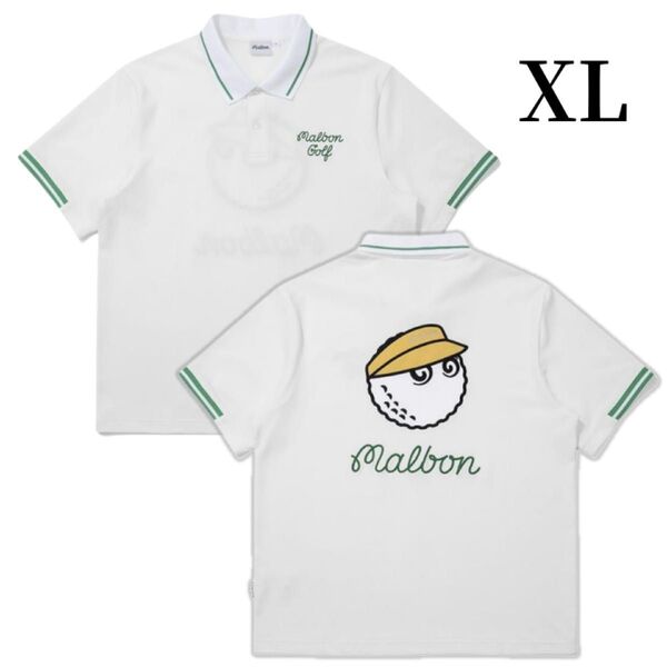 マルボンゴルフ ポロシャツ malbon golf メンズ 半袖 シャツ半袖ポロシャツ ポロシャツ メンズウェア 白色XL