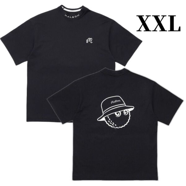 マルボンゴルフ モックネック Tシャツ 半袖 メンズウェア シャツ 半袖 半袖Tシャツ ホワイト トップス 黒色XXL
