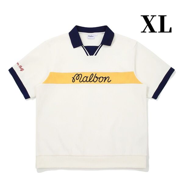 白色XL マルボンゴルフ ポロシャツ malbon golf メンズ ゆったりシャツ 半袖 ポロシャツ POLO