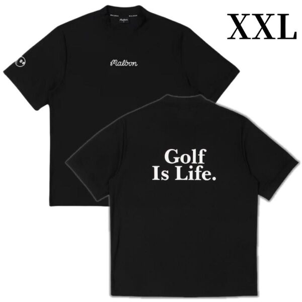 黒色XXL マルボンゴルフ モックネック シャツ メンズウェア トップス 半袖 半袖 GOLF Tシャツ ゴルフウェア