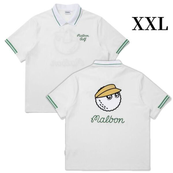 マルボンゴルフ ポロシャツ malbon golf メンズ 半袖 シャツ半袖ポロシャツ ポロシャツ メンズウェア 白色XXL