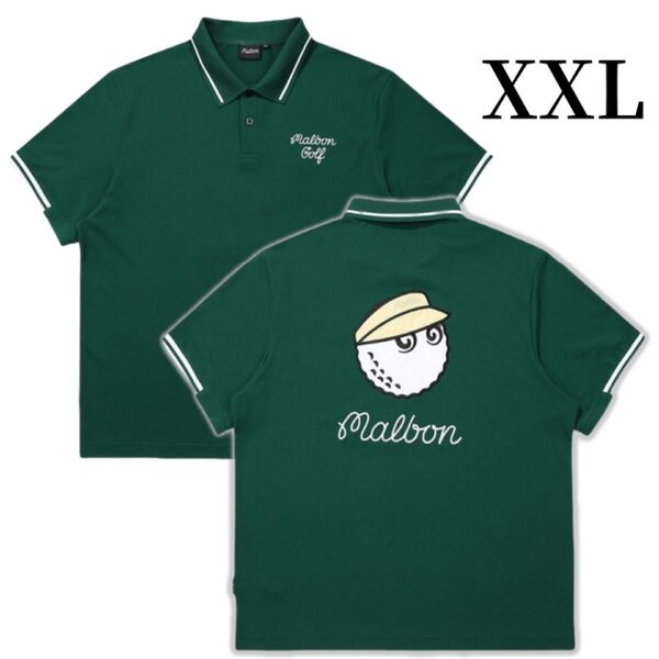 マルボンゴルフ ポロシャツ malbon golf メンズ 半袖 シャツ半袖ポロシャツ ポロシャツ メンズウェア 緑色XXL