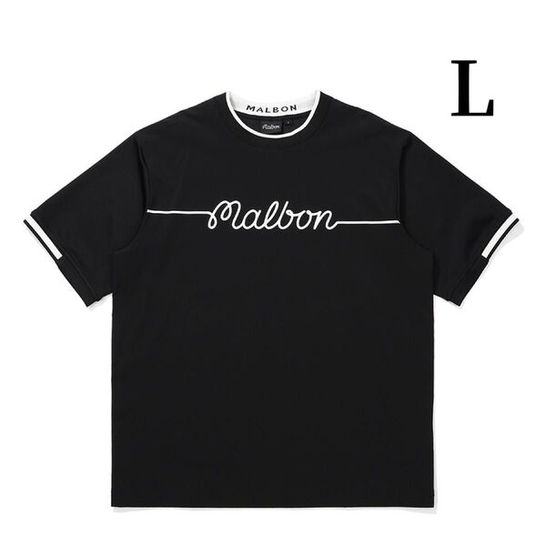 2025年新作 マルボンゴルフ シャツ Malbon Golf メンズ半袖 半袖 Tシャツ メンズウェア 黒色L
