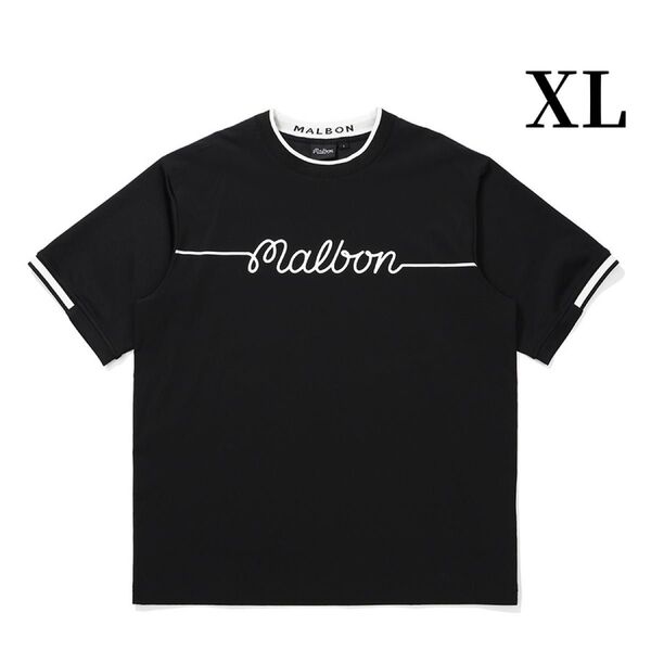 2025年新作 マルボンゴルフ シャツ Malbon Golf メンズ半袖 半袖 Tシャツ メンズウェア 黒色XL