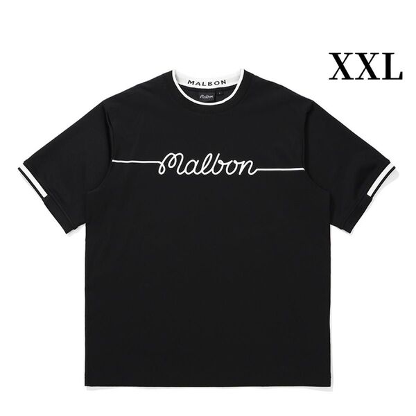 2025年新作 マルボンゴルフ シャツ Malbon Golf メンズ半袖 半袖 Tシャツ メンズウェア 黒色XXL