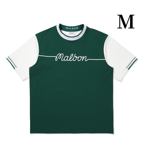 2025年新作 マルボンゴルフ シャツ Malbon Golf メンズ半袖 半袖 Tシャツ メンズウェア 緑色M