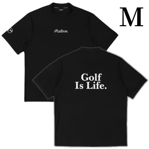 黒色M マルボンゴルフ モックネック シャツ メンズウェア トップス 半袖 半袖 GOLF Tシャツ ゴルフウェア