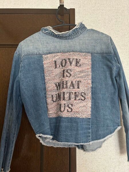 eimy istoire (エイミー イストワール) デニムジャケット レディース ショート丈 切りっぱなし 刺繍入り