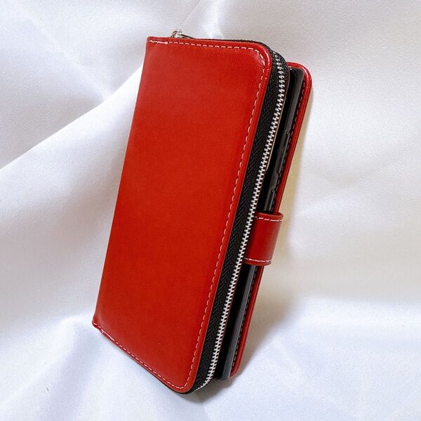 Galaxy S22 Ultra SC-52C ケース カバー 手帳型 赤