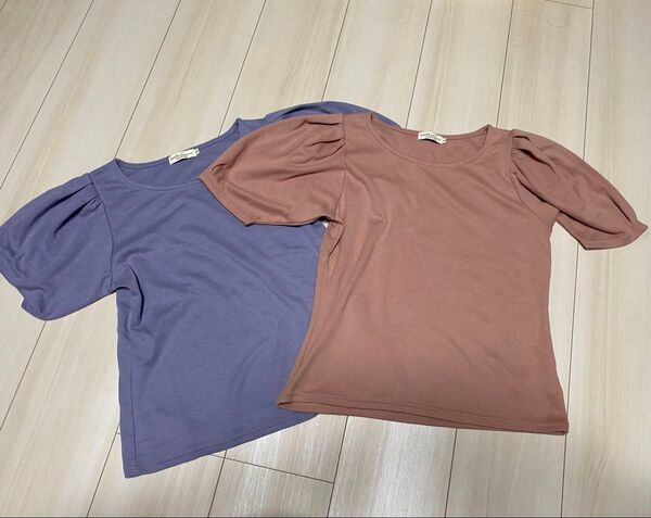 パフスリーブTシャツ 2枚セット ピンク/パープル