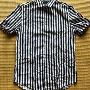ZARA 半袖シャツ ボーダー柄 ネイビー×ホワイト メンズ