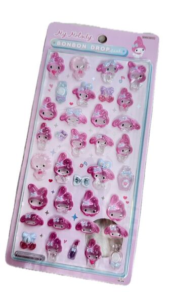 ☆マイメロディ ボンボンドロップシール サンリオ シール 立体 サンリオキャラクター