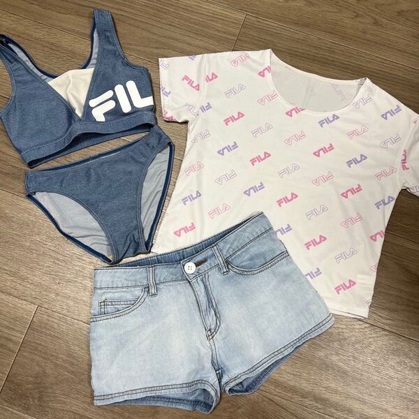 FILA フィラ 水着 ビキニ 4点セット 140