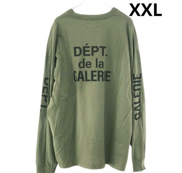 GALLERY DEPT ギャラリーデプト DEPT DE LA カーキ XXL 袖ロゴ カットソー 長袖Tシャツ 長袖 ロンT
