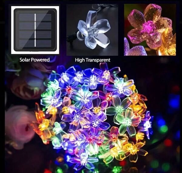 新品 ソーラー イルミネーション フラワー 30灯 LED ライト ガーデン ベランダ 植え込み 防犯 自動点灯 太陽光で充電