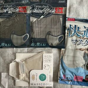新品 使い捨て 快適マスク5枚入り★洗える さらっと快適マスク 1枚 ★洗える 立体マスク(灰 タータンチェック柄 3枚入×2袋)