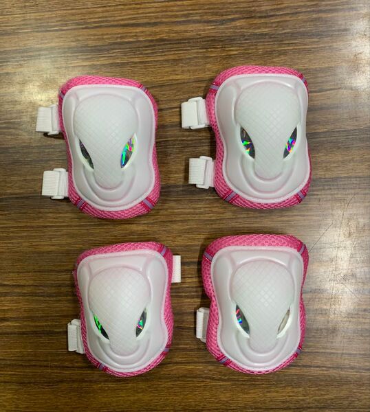 ひざあて ひじあて プロテクター ピンク/白 4個セット