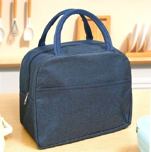 ランチバッグ 保冷 保温 ポーチ ファスナー お弁当 トートバッグ ポケット インディゴ ブルー 送料無料