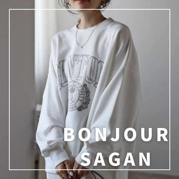 "新品・タグ付"白抜きカレッジロゴ刺繍BIGスウェット/BONJOUR SAGAN