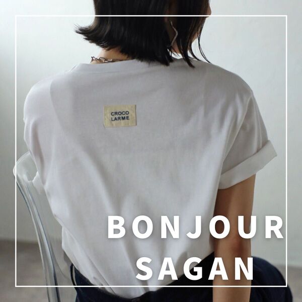 "新品・タグ付"バックカラーロゴラベルTシャツ/BONJOUR SAGAN