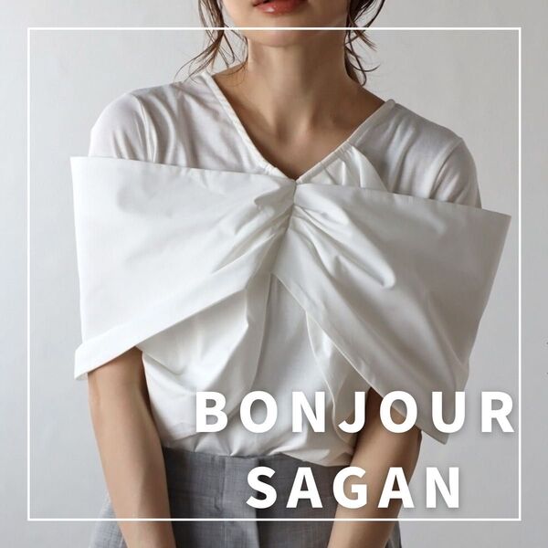 "新品・タグ付"マルチWAY異素材重ね着風プルオーバー/BONJOUR SAGAN