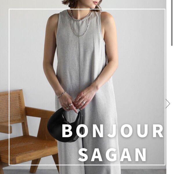 "新品・タグ付"ヘリンボーンAラインオールインワン/BONJOUR SAGAN