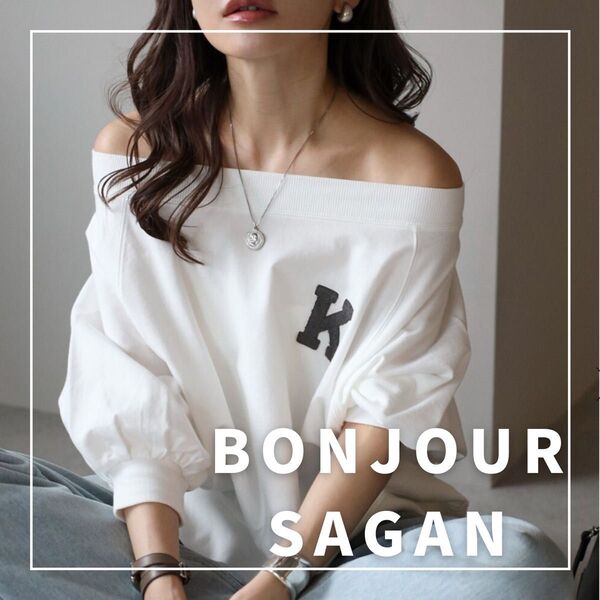 "新品・タグ付"サガラ刺繍マルチネックスウェット/BONJOUR SAGAN