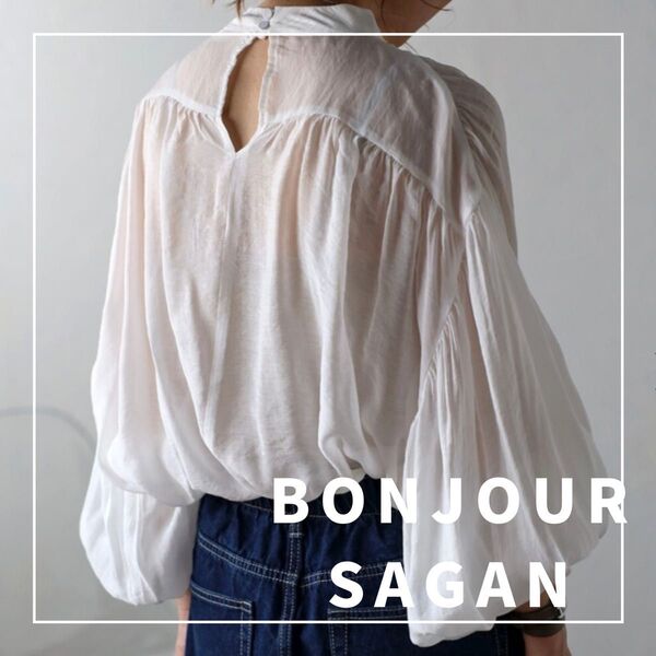 "新品・タグ付"ボリュームギャザーシアーブラウス/BONJOUR SAGAN
