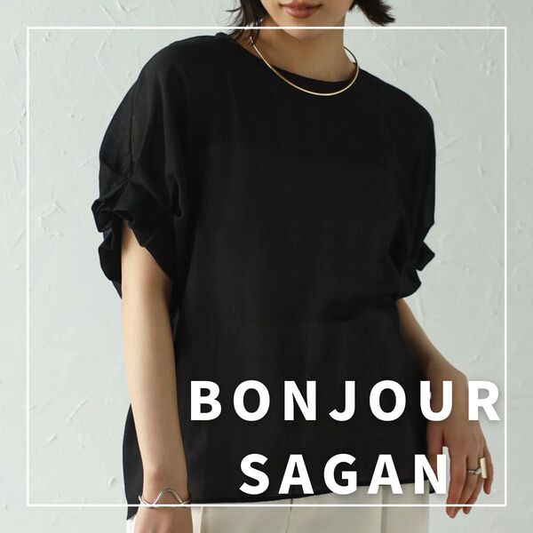 "新品・タグ付"袖タックシアーブラウス/BONJOUR SAGAN