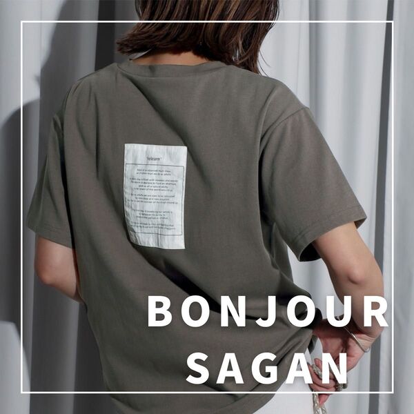 "新品・タグ付"バックビッグラベルTシャツ/BONJOUR SAGAN