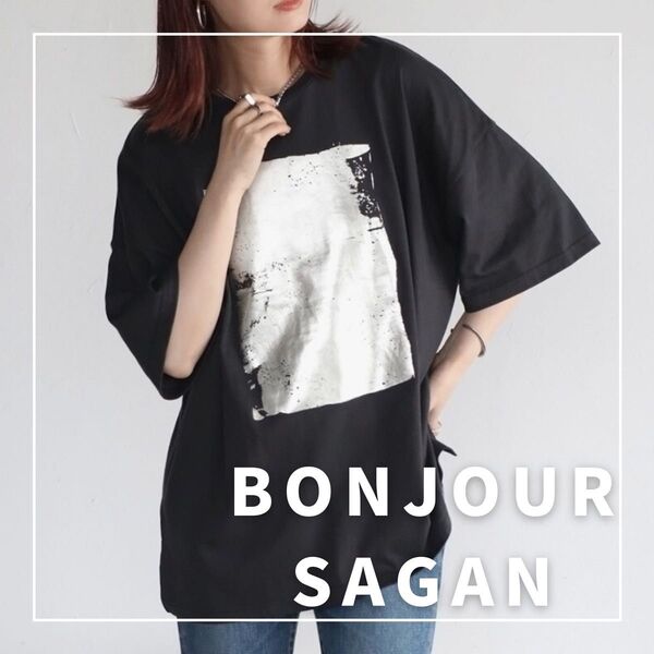 "新品・タグ付"箔プリントビッグシルエットTシャツ/BONJOUR SAGAN