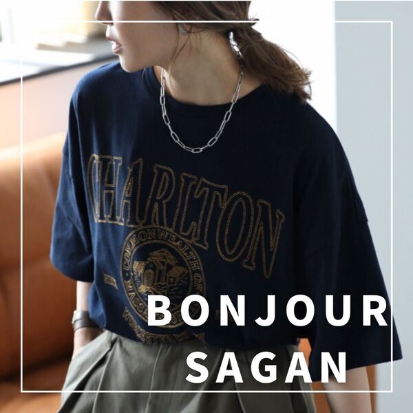 "新品・タグ付"CHARLTON刺繍ロゴTシャツ/BONJOUR SAGAN