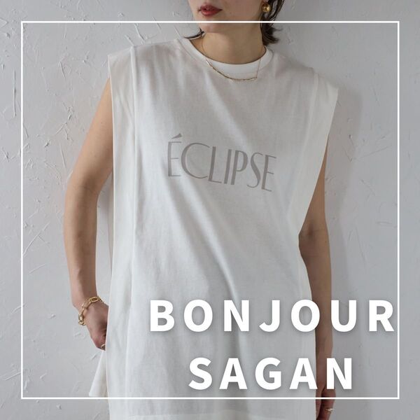 "新品・タグ付"USAコットンECLIPSEロゴノースリスクエアプルオーバー/BONJOUR SAGAN