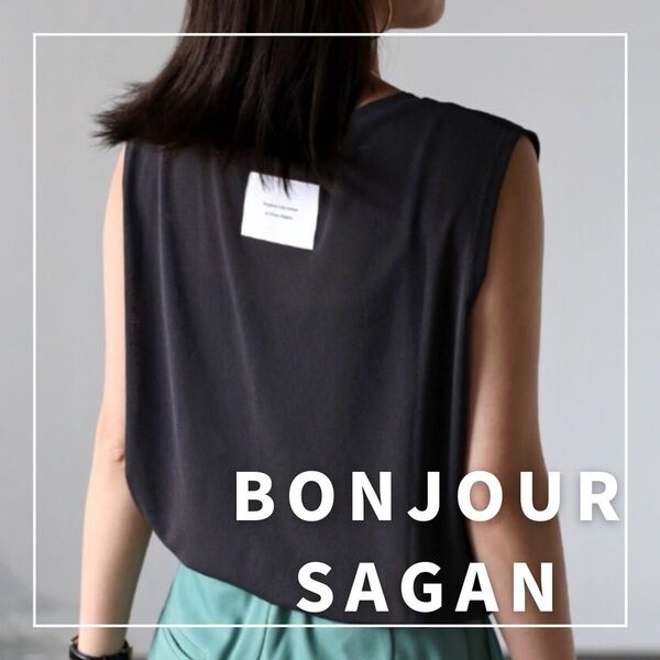 "新品・タグ付"バックラベルシアーボックスタンク/BONJOUR SAGAN
