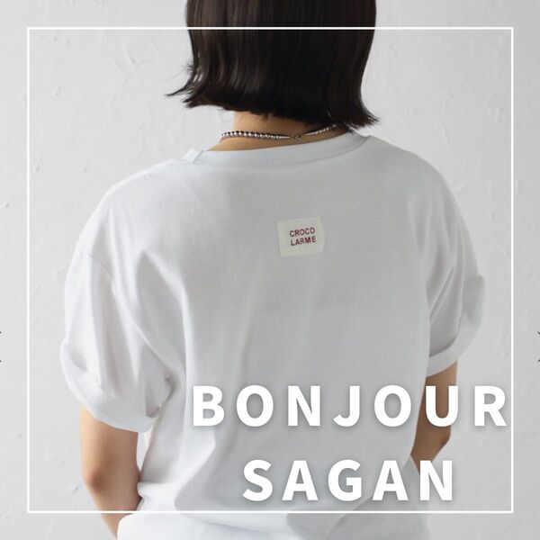 "新品・タグ付"バックカラーロゴラベルTシャツ/BONJOUR SAGAN