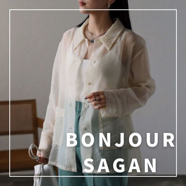 "新品・タグ付"オーガンジーシアーシャツジャケット/BONJOUR SAGAN