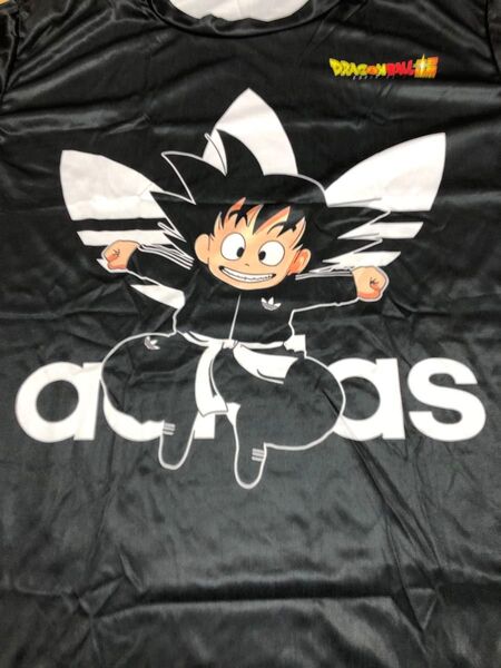 パロディ t シャツ adidas ドラゴンボール超 コラボTシャツ 黒 ブラック系 4XL Tシャツ ドラゴンボール アニメ
